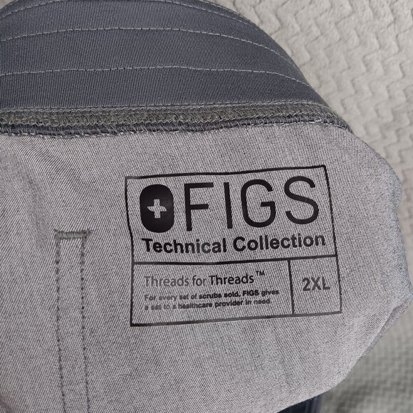 FIGS Women's Technical Collection Livingstone Flat Front Gray Scrub Pants 2XL - Picture 4 of 6
